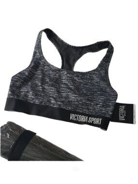 NWT Victoria's Secret The Player Racerback Sport Bra Space Dye Grey Small